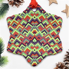 Trendy Chic Modern Chevron Pattern Snowflake Ornament (2-side)