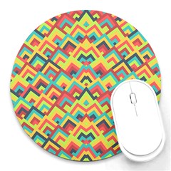 Trendy Chic Modern Chevron Pattern Round Mousepads