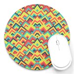 Trendy Chic Modern Chevron Pattern Round Mousepads Front