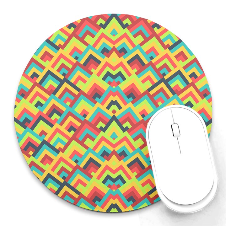 Trendy Chic Modern Chevron Pattern Round Mousepads