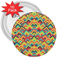 Trendy Chic Modern Chevron Pattern 3  Buttons (10 Pack) 