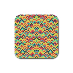 Trendy Chic Modern Chevron Pattern Rubber Square Coaster (4 Pack)  by GardenOfOphir