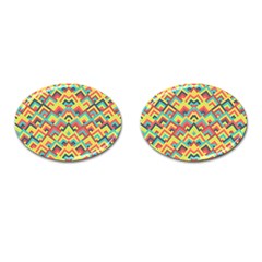 Trendy Chic Modern Chevron Pattern Cufflinks (oval) by GardenOfOphir