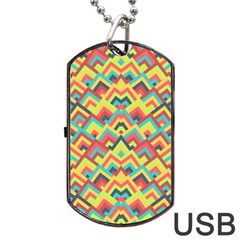 Trendy Chic Modern Chevron Pattern Dog Tag Usb Flash (one Side)