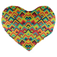 Trendy Chic Modern Chevron Pattern Large 19  Premium Heart Shape Cushions by GardenOfOphir