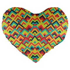 Trendy Chic Modern Chevron Pattern Large 19  Premium Flano Heart Shape Cushions