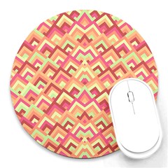 Trendy Chic Modern Chevron Pattern Round Mousepads by GardenOfOphir