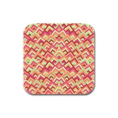 Trendy Chic Modern Chevron Pattern Rubber Square Coaster (4 Pack)  by GardenOfOphir