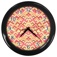 Trendy Chic Modern Chevron Pattern Wall Clocks (black)