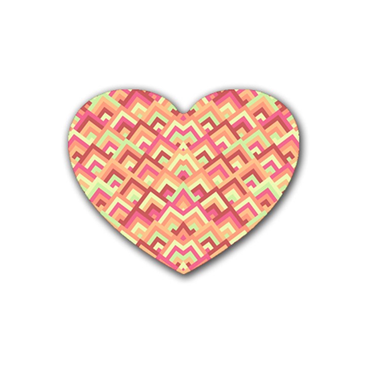 Trendy Chic Modern Chevron Pattern Rubber Coaster (Heart) 