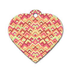 Trendy Chic Modern Chevron Pattern Dog Tag Heart (two Sides) by GardenOfOphir