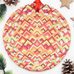 Trendy Chic Modern Chevron Pattern Round Filigree Ornament (2side) by GardenOfOphir