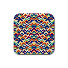 Trendy Chic Modern Chevron Pattern Rubber Square Coaster (4 Pack)  by GardenOfOphir