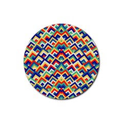 Trendy Chic Modern Chevron Pattern Rubber Coaster (round) 