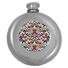 Trendy Chic Modern Chevron Pattern Round Hip Flask (5 Oz) by GardenOfOphir