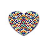 Trendy Chic Modern Chevron Pattern Heart Coaster (4 pack)  Front