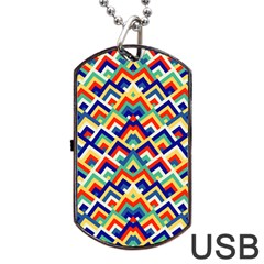 Trendy Chic Modern Chevron Pattern Dog Tag Usb Flash (one Side)