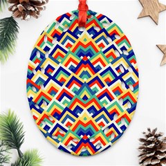 Trendy Chic Modern Chevron Pattern Oval Filigree Ornament (2-side) 