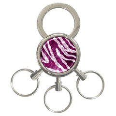 Purple Zebra Print Bling Pattern  3-ring Key Chains