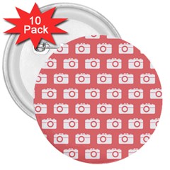 Modern Chic Vector Camera Illustration Pattern 3  Buttons (10 Pack)  by GardenOfOphir