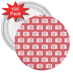 Modern Chic Vector Camera Illustration Pattern 3  Buttons (100 Pack) 