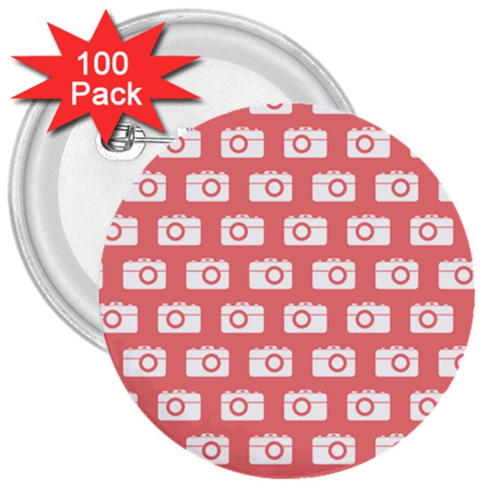 Modern Chic Vector Camera Illustration Pattern 3  Buttons (100 pack) 