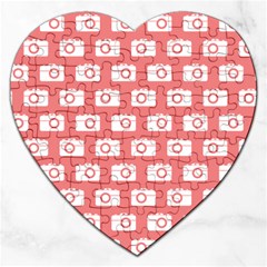 Modern Chic Vector Camera Illustration Pattern Jigsaw Puzzle (heart) by GardenOfOphir