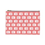 Modern Chic Vector Camera Illustration Pattern Cosmetic Bag (Large)  Front