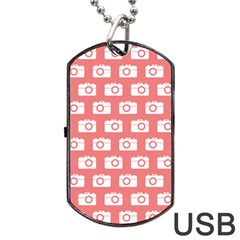 Modern Chic Vector Camera Illustration Pattern Dog Tag Usb Flash (two Sides)  by GardenOfOphir