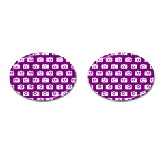 Modern Chic Vector Camera Illustration Pattern Cufflinks (oval) by GardenOfOphir