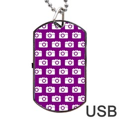 Modern Chic Vector Camera Illustration Pattern Dog Tag Usb Flash (two Sides)  by GardenOfOphir