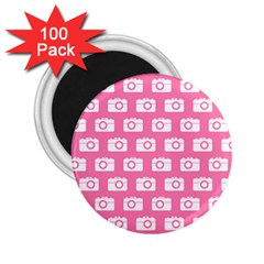 Pink Modern Chic Vector Camera Illustration Pattern 2 25  Magnets (100 Pack)  by GardenOfOphir