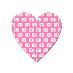 Pink Modern Chic Vector Camera Illustration Pattern Heart Magnet