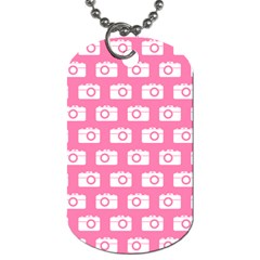 Pink Modern Chic Vector Camera Illustration Pattern Dog Tag (one Side) by GardenOfOphir