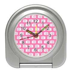 Pink Modern Chic Vector Camera Illustration Pattern Travel Alarm Clocks