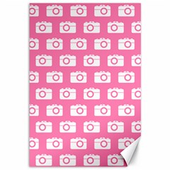 Pink Modern Chic Vector Camera Illustration Pattern Canvas 12  X 18   by GardenOfOphir