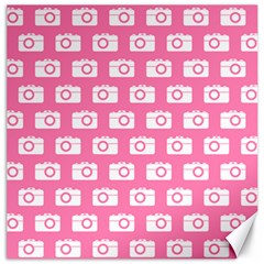 Pink Modern Chic Vector Camera Illustration Pattern Canvas 16  X 16   by GardenOfOphir