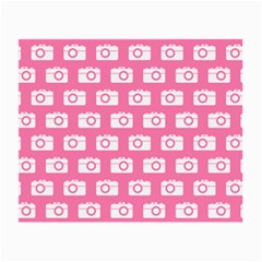 Pink Modern Chic Vector Camera Illustration Pattern Small Glasses Cloth (2-side) by GardenOfOphir