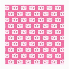 Pink Modern Chic Vector Camera Illustration Pattern Medium Glasses Cloth (2-side) by GardenOfOphir