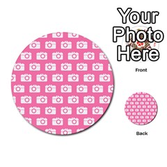 Pink Modern Chic Vector Camera Illustration Pattern Multi-purpose Cards (round)  by GardenOfOphir