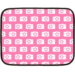 Pink Modern Chic Vector Camera Illustration Pattern Double Sided Fleece Blanket (mini) 