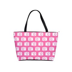 Pink Modern Chic Vector Camera Illustration Pattern Shoulder Handbags