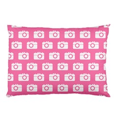 Pink Modern Chic Vector Camera Illustration Pattern Pillow Cases (two Sides) by GardenOfOphir