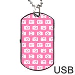 Pink Modern Chic Vector Camera Illustration Pattern Dog Tag USB Flash (Two Sides)  Back