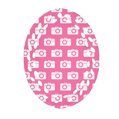 Pink Modern Chic Vector Camera Illustration Pattern Ornament (oval Filigree)  by GardenOfOphir