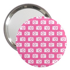 Pink Modern Chic Vector Camera Illustration Pattern 3  Handbag Mirrors