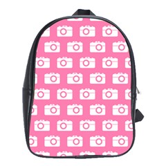 Pink Modern Chic Vector Camera Illustration Pattern School Bags (xl) 