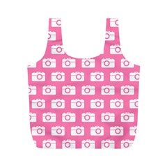 Pink Modern Chic Vector Camera Illustration Pattern Full Print Recycle Bags (m)  by GardenOfOphir