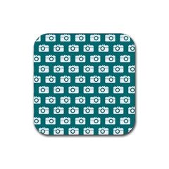 Modern Chic Vector Camera Illustration Pattern Rubber Coaster (square) 