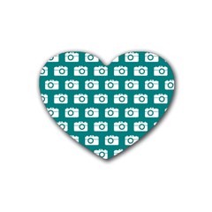 Modern Chic Vector Camera Illustration Pattern Rubber Coaster (heart)  by GardenOfOphir